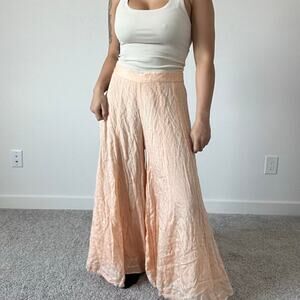 W for Woman Peach Orange Wide Leg Pants Eclectic Artsy Bohemian Palazzo